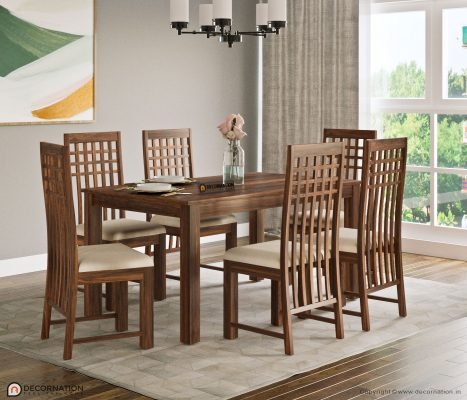 Ion Wooden 6 Seater Dining Table Set Decornation