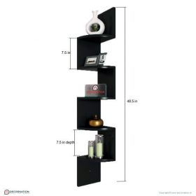 Corner Wall Mount ZigZag Wall Shelf for Storage & Display - Black - Image 2