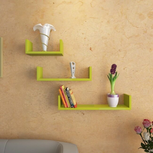 buy decornation green u shape wall shelves online