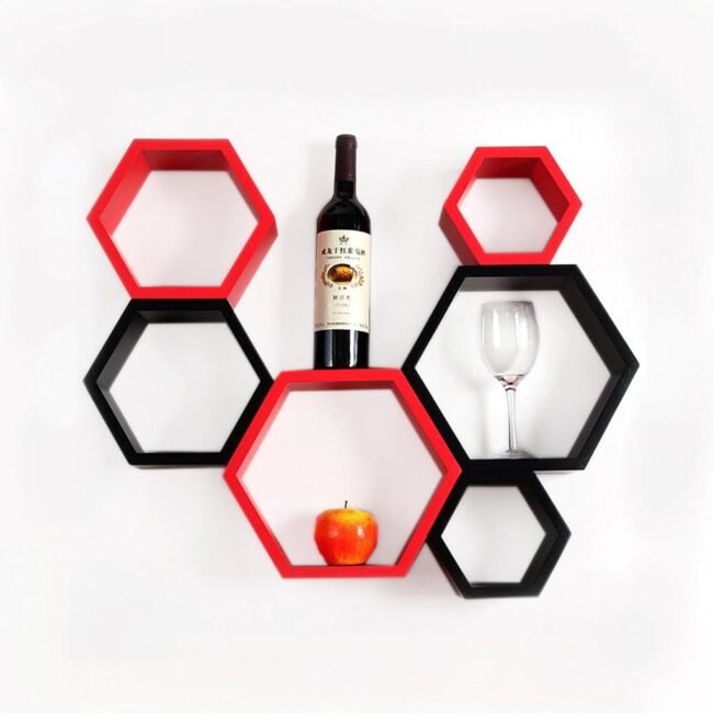 red black hexagon wall racks for sale online india