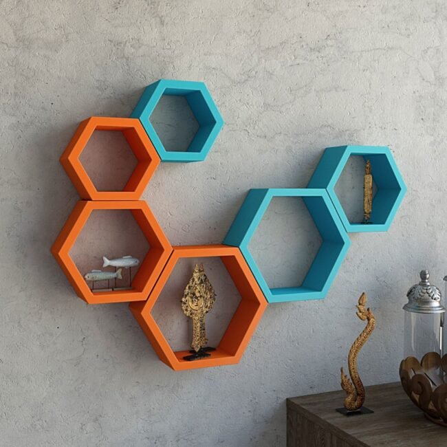 wall mounted hexagon wall shelves for wall decor