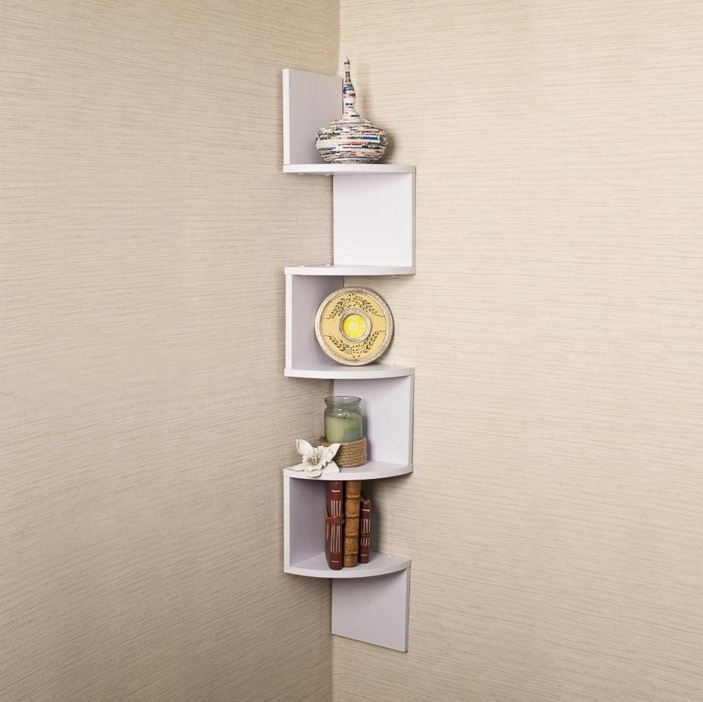 Corner Wall Muunt ZigZag Wall Shelf for Storage & Display – White