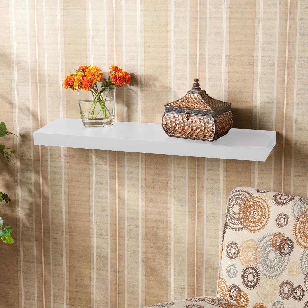 Single (30x10IN) Floating Wall Shelf for Storage & Display – White