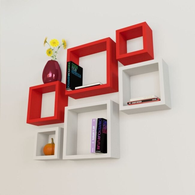 buy home decor wall shelves red white