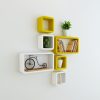 cube rectangle wall shelves yellow white for storage and display