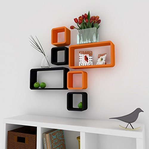 decorative wall decor shelves orange black