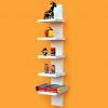 decorative white 5 tier spine wall shelf for storage