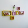 designer bedroom shelf set of 6 pink yellow