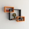 designer intersecting home decor orange black wall shelves