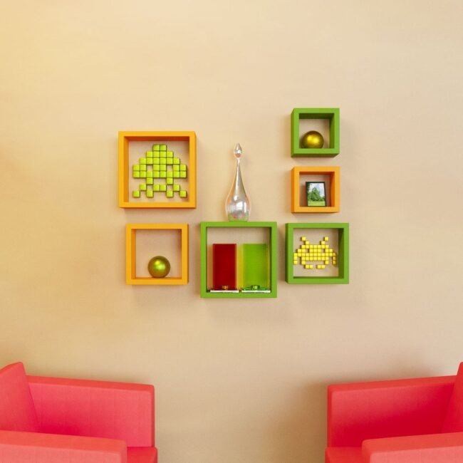 designer wall racks green orange for home decor