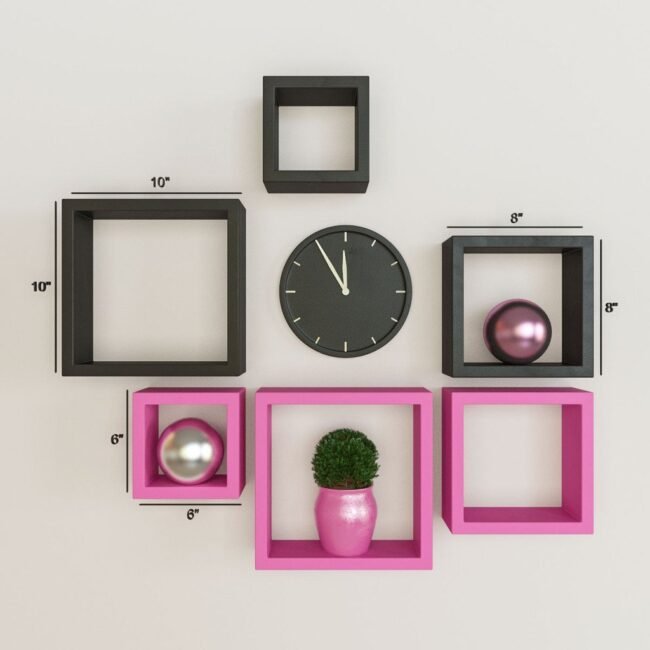 designer wall shelves pink black for living room
