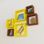 designer yellow brown wall shelves for display