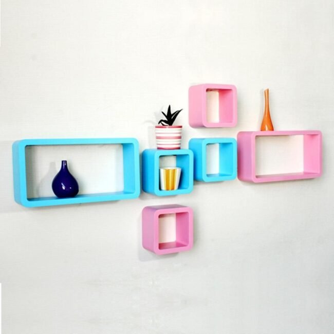 diy decor rooms wall shelves pink skyblue