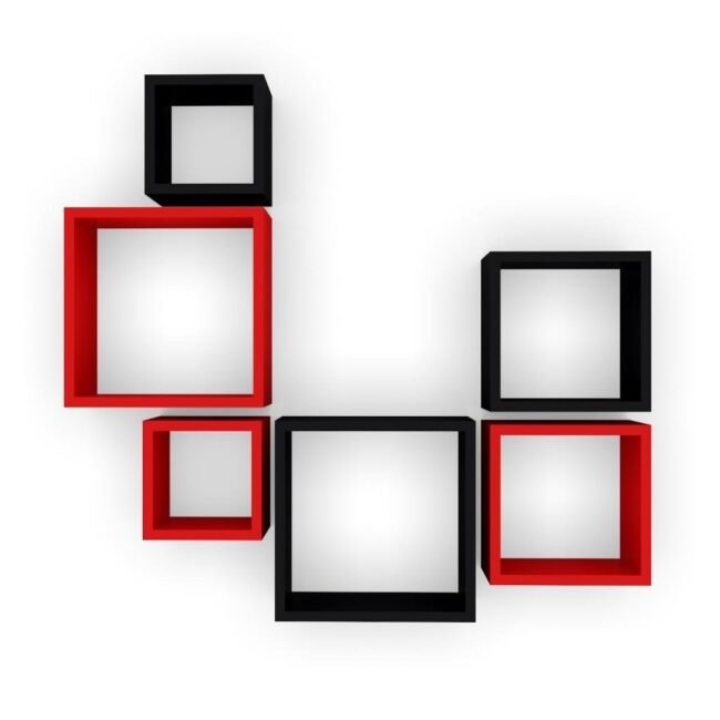 floating square wall racks red black