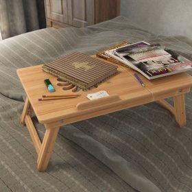 Folding Laptop Table Desk - Breakfast / Study / Coffee Table Minimal Style Natural Pine Wood - Image 7