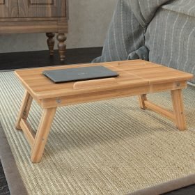 Folding Laptop Table Desk - Breakfast / Study / Coffee Table Minimal Style Natural Pine Wood - Image 8