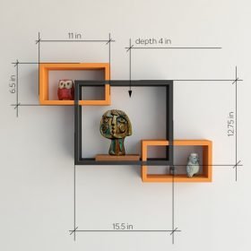 orange black intersecting wall shelves on sale