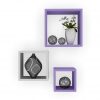 purple white storage square wall shelves