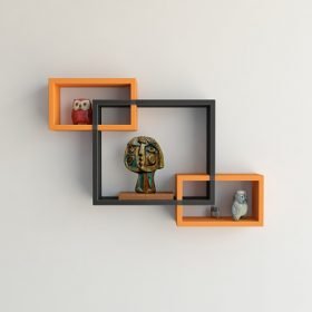 rectangular intersecting orange black wall shelves