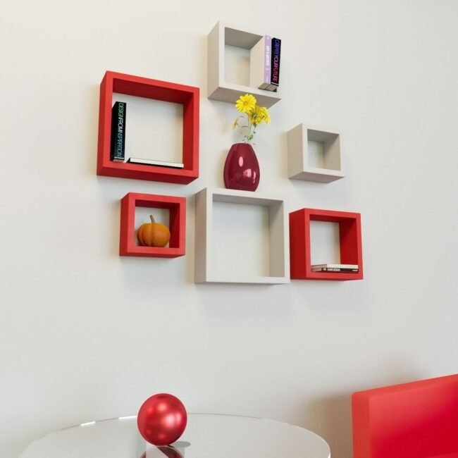 red black wall racks for display and storage