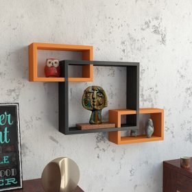 red orange intersecting wall racks