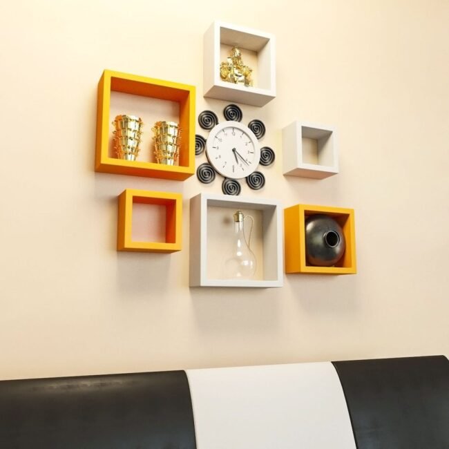 wall decor shelves orange white for home decor