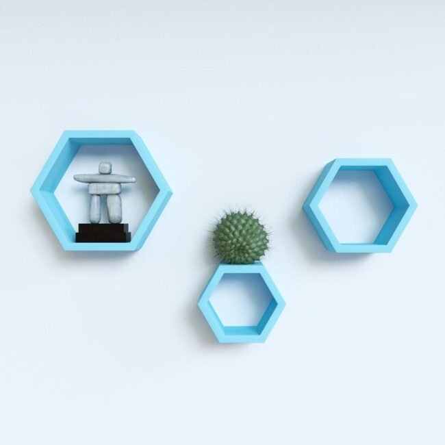 buy set of 3 hexagon wall shelves online india