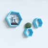 floating hexagon wall shelves skyblue for sale