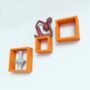 home decor square orange wall racks in set of 3
