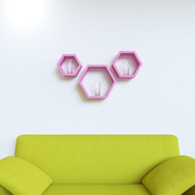 home decor wall racks pink set of 3