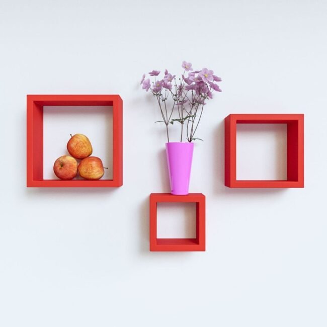 red square wall shelves for display and storage