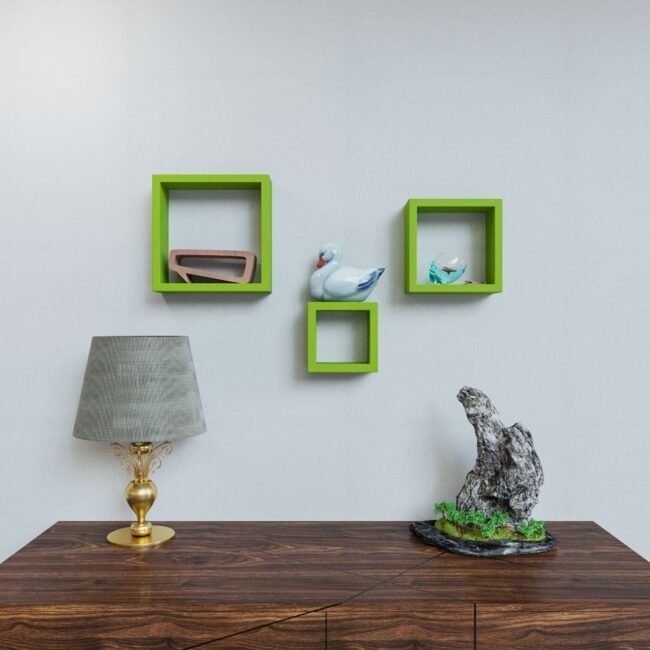 set of 3 decorative wall shelf brackets green