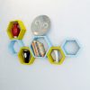 set of 6 yellow skyblue display wall racks