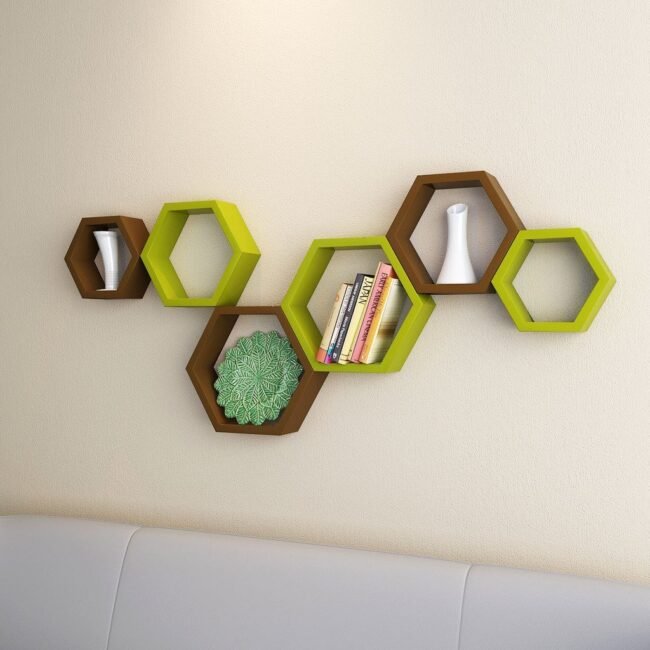 wall decor wall shelves brown green for sale