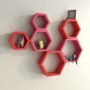 bedroom furniture wall shelves red pink