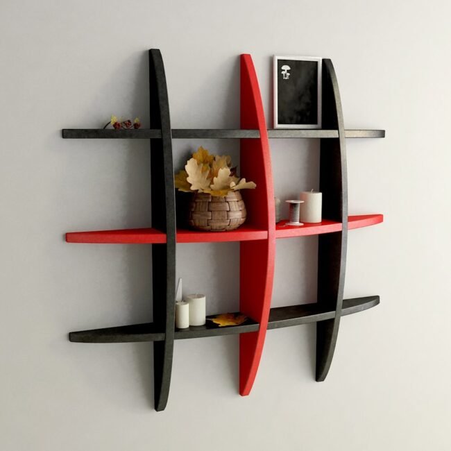 black red wall decor display rack