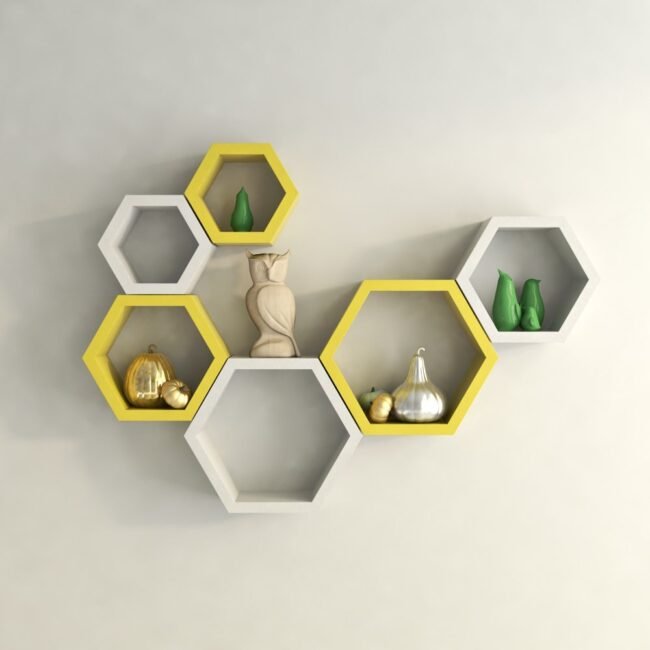 buy decornation yellow white hexagon shelves