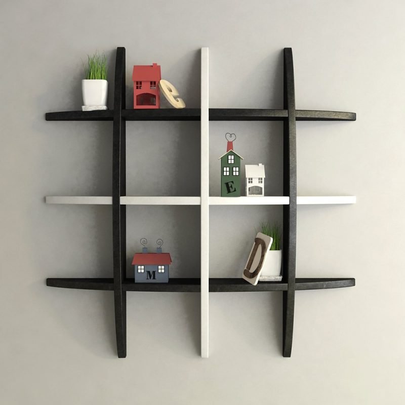 Decorative Floating Globe Wall Shelves - Black & White