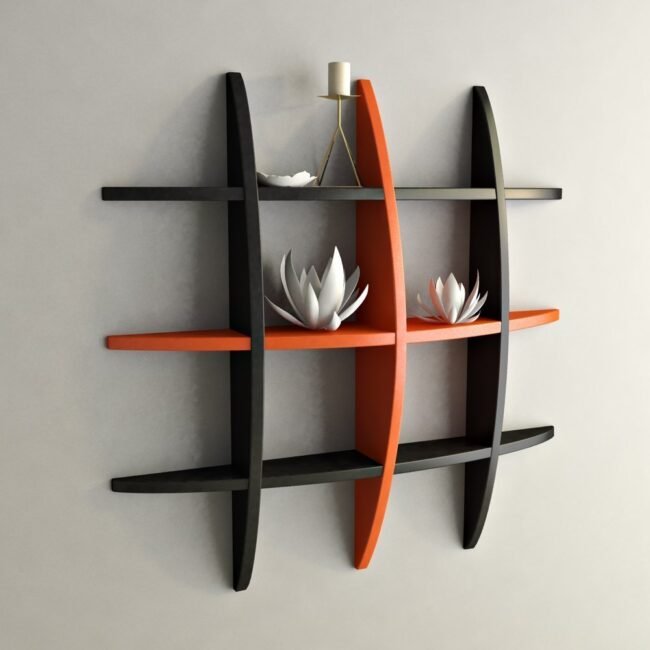 contemporary wall shelves black orange for home