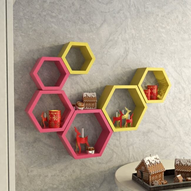 decorative hexagon wall shelves for sale online india
