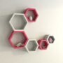 decorative hexagon wall shelves pink white