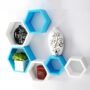 designer hexagon skyblue white wall shelves for sale