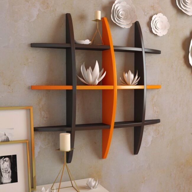 floating book shelf black orange