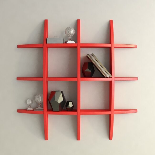 globe shape wall shelf red