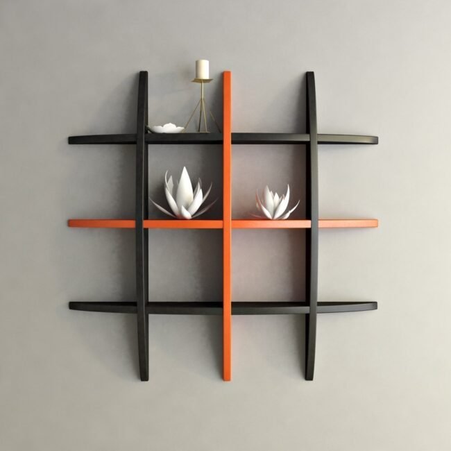 online decorative wall shelf black orange