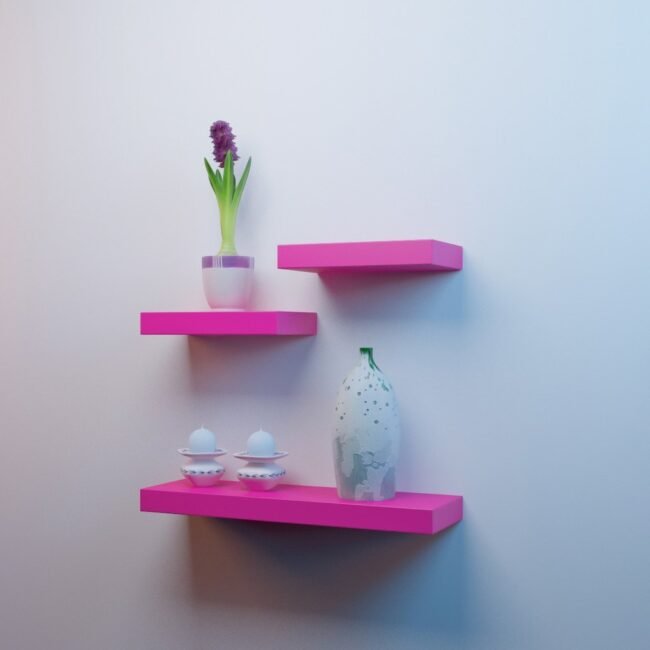 pink decorative shelves for wall decor