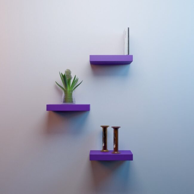purple wall shelf rack set of 3