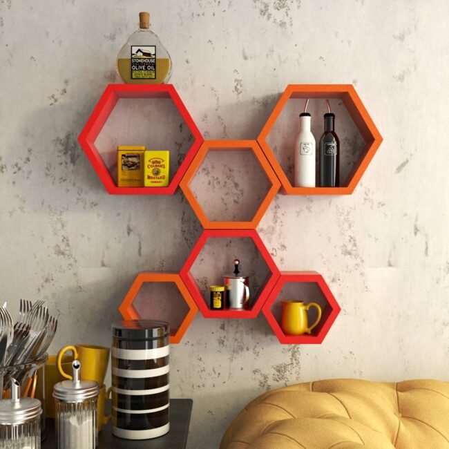 set of 6 red orange wall racks for sale online india