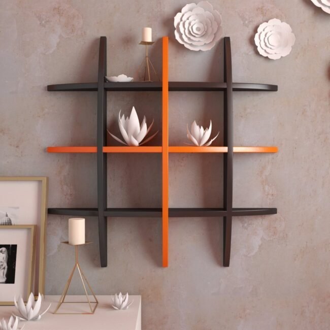 wall shelves black orange for home