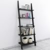 Black bookcase ladder shelf for display